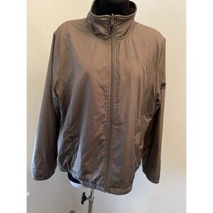 Oleg Cassini Sport Taupe Jacket Vintage Full Zip Up Size S Or M Fleece lined